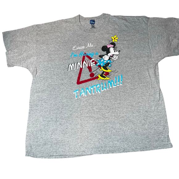 Vintage Disney Minnie Mouse Tantrum gray Short Sleeve T-Shirt 3XL front /back - Picture 1 of 5